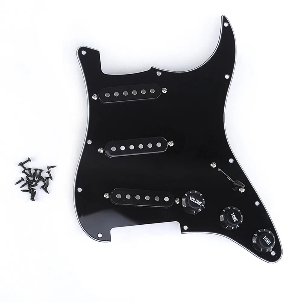 

Musiclily Pro SSS 11 Hole Loaded Prewired Strat Pickguard with Alnico 5 Pickups Set for Stratocaster Style Guitar, 3Ply Black