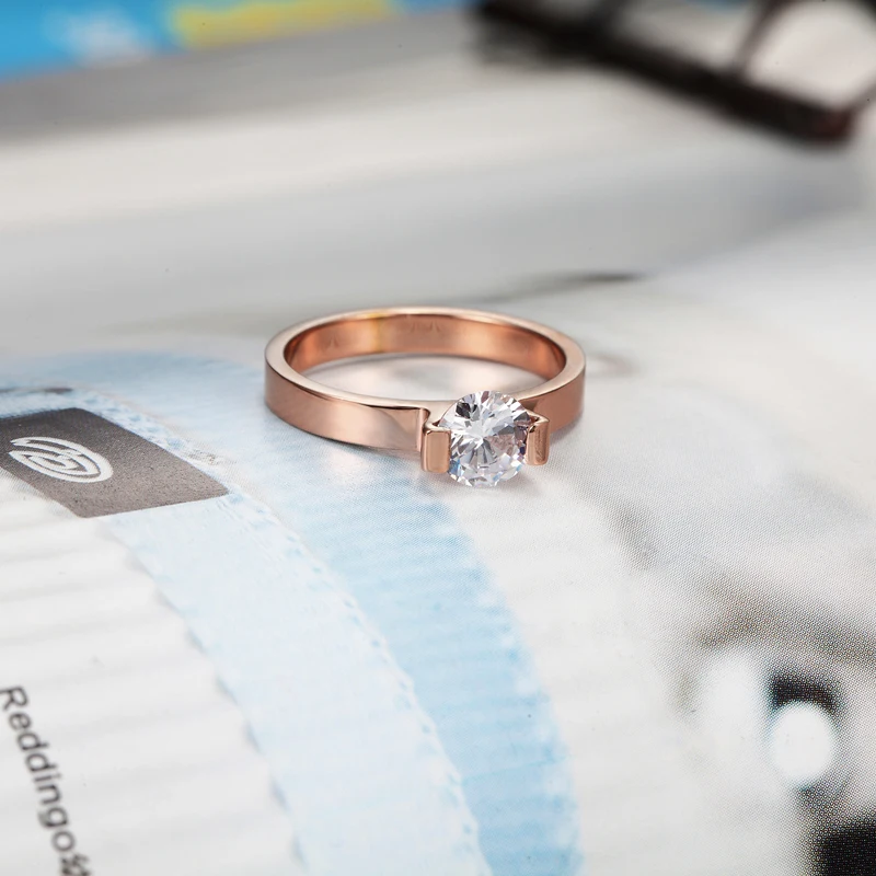 Ограненное кольцо ААА из нержавеющей стали с цирконом свадебное ювелирное