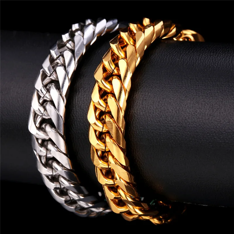 Массивные звенья цепи браслеты для мужчин модные ювелирные изделия из