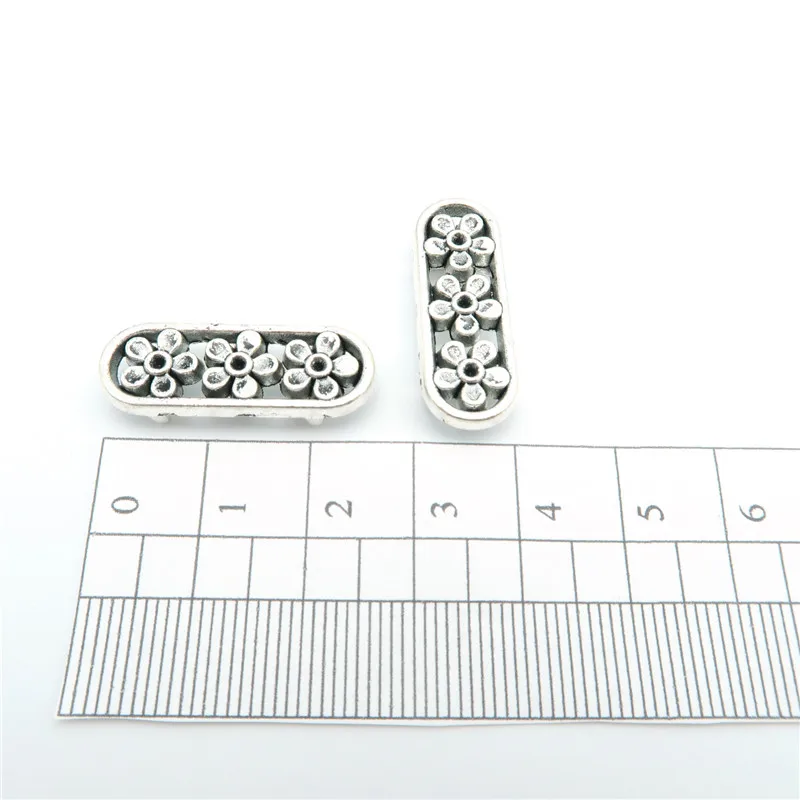 10 шт. для 5 мм плоские кожаные Античные Серебристые цветы длинная полоса слайдер