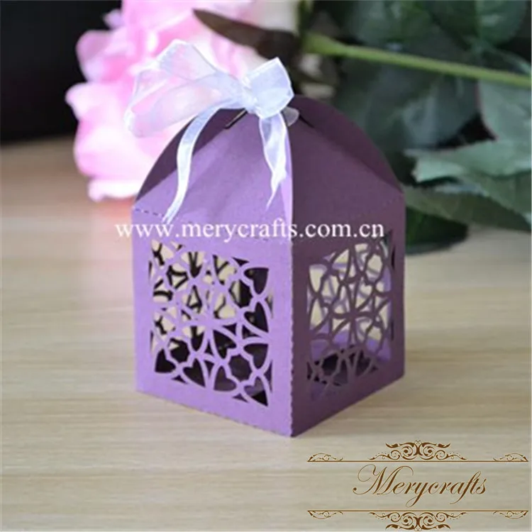 

Heart design laser cut heart hollow out pattern wedding sweet favor boxes with ribbon