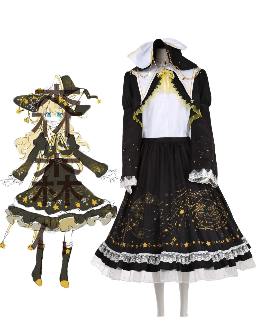 Платье Kirisame Marisa Косплей проект Touhou Lolita Костюм на заказ|Игровые костюмы| |