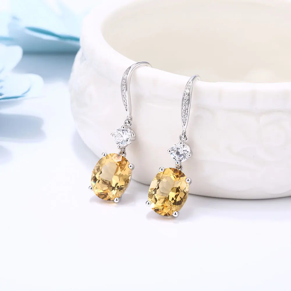 бижутерия серьги с камнями Дважды R натуральный цитрин Серьги 5.00 ct Подлинная