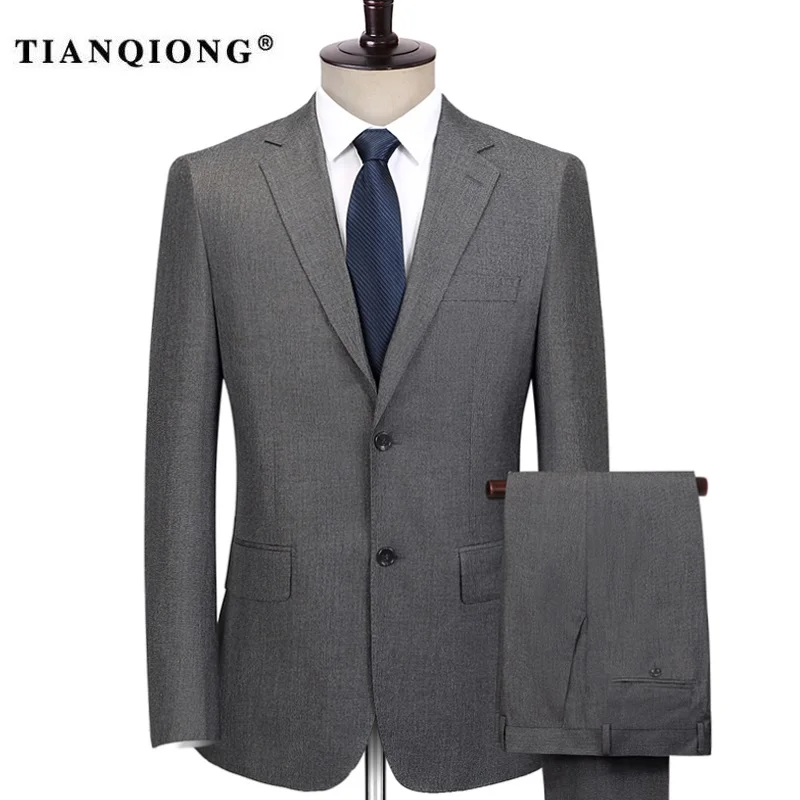 TIAN QIONG серый мужской костюм на заказ, мужской свадебный костюм bespoke, приталенный смокинг для жениха для мужчин(пиджак+ брюки - Цвет: Серый