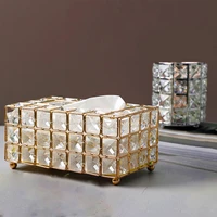 new european luxury tissue box metal jewelry modern crafts napkins tray home living room bedroom decoration diamond towel box