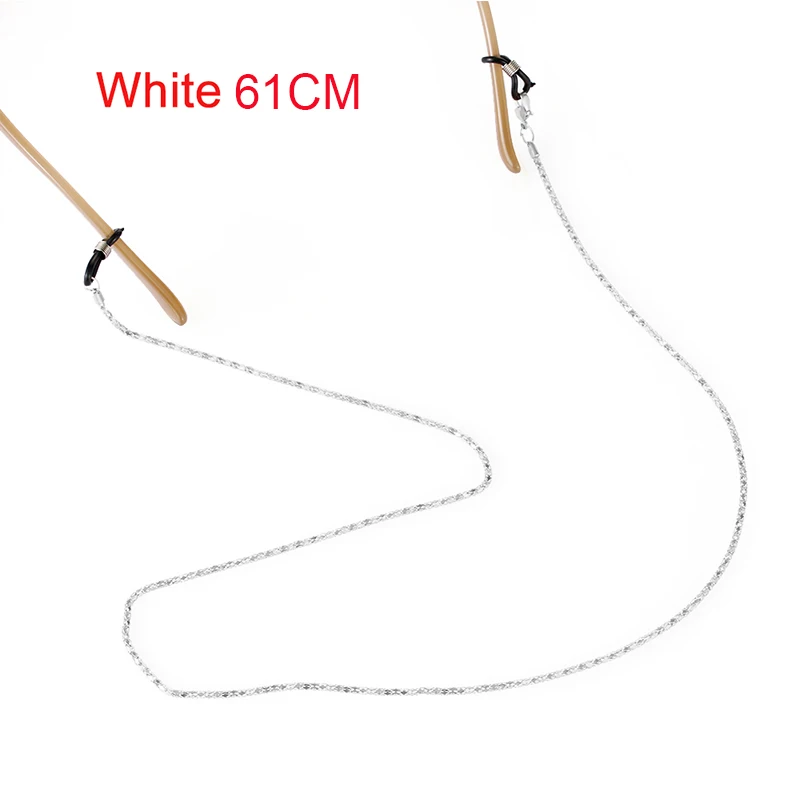 61cm 1 шт. 70 см Золотые Серебряные очки солнечные очки с цепочкой цепочка для очков для чтения Держатель шнур держатель для очков шейный ремешок Ремешок из бисера - Цвет: 61cm