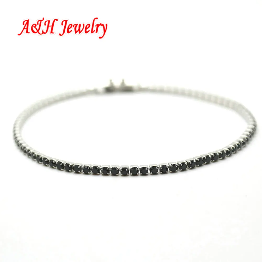 Новые Модные женские ювелирные изделия 2 мм ширина белый и черный CZ Кристалл 7 5