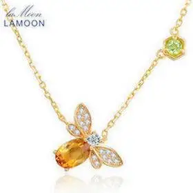 Lamon Love Bee 925 пробы Серебряный браслет женский цитрин драгоценные камни ювелирные изделия с покрытием из белого золота Цепочка дизайнерские украшения LMHI059