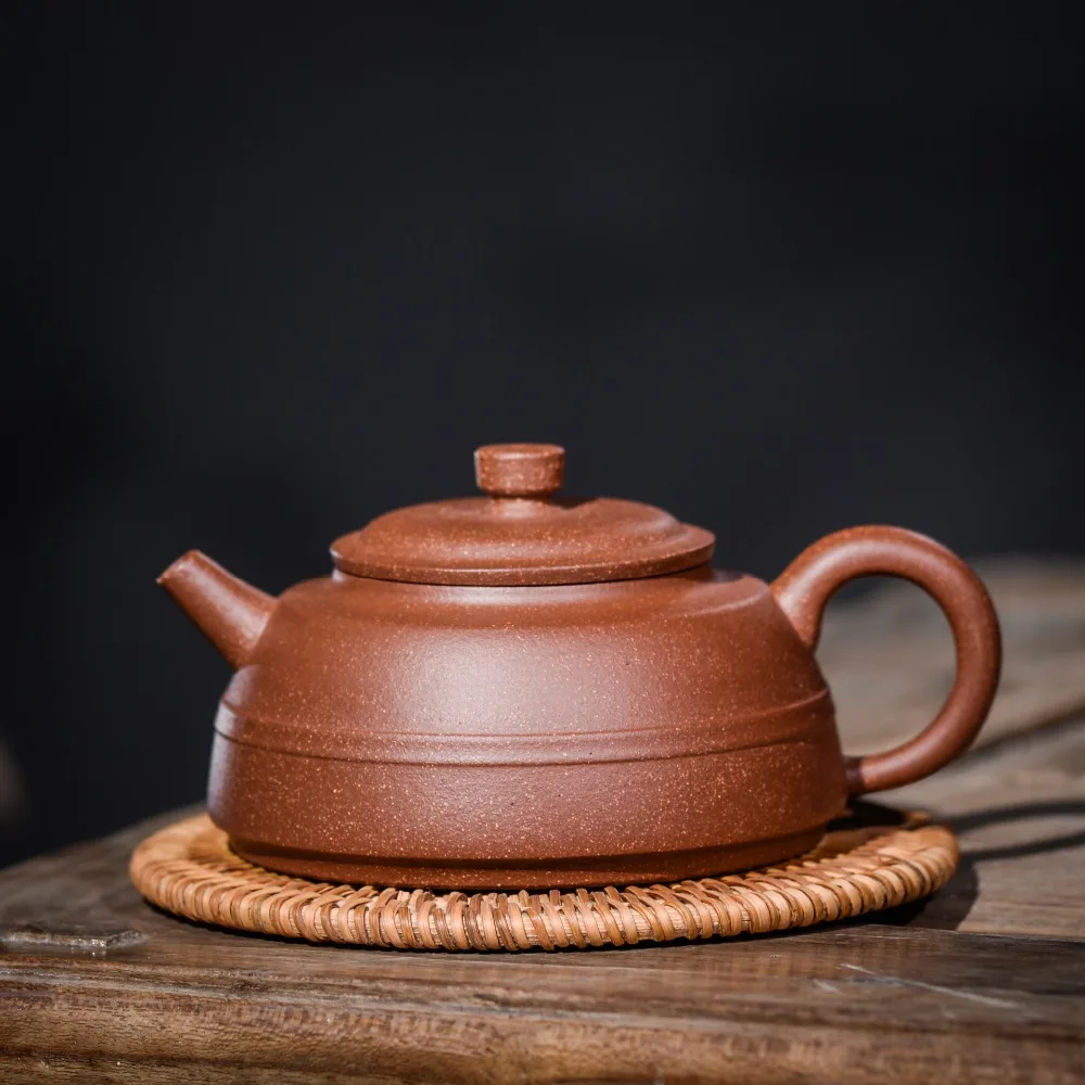 240ml Yixing Purple Clay Teapot Famous Hand-made Purple Mud Line Round Pot Teapot Jasmine Tea Kung Fu Tea Set Gift Set Teapot