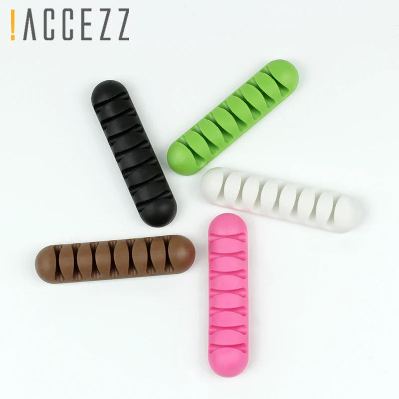 

!ACCEZZ Desktop phone Cable Winder Wire fixer Silicone Holder 7 slot Strip Headphone Earphone Clip Charger Organizer Management