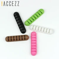 accezz desktop phone cable winder wire fixer silicone holder 7 slot strip headphone earphone clip charger organizer management
