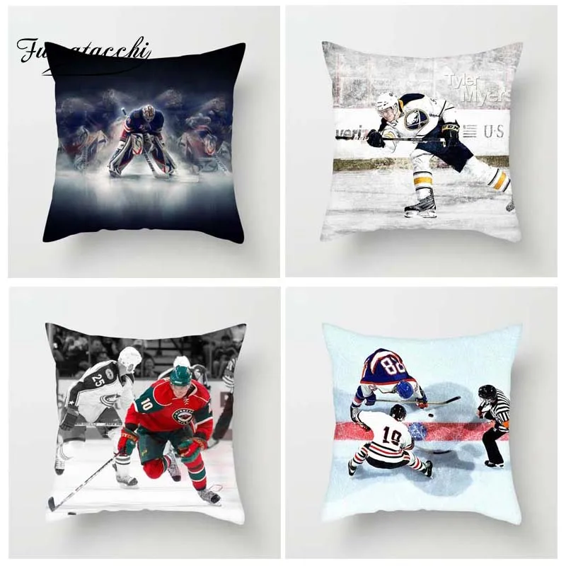 Чехол для подушки Fuwatacchi Ice Hockey Match чехол Athlete Photo Throw декоративная наволочка дивана