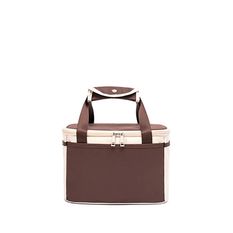 Brown small Aosbos Большая вместительная изолированная сумка для обеда, Термосумка, сумка-холодильник для пикника, сумка для обеда, Модная Портативная сумка-холодильник для пикника - Цвет: Brown small