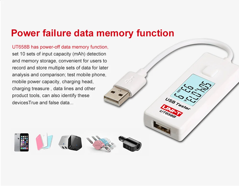 USB тестер UNI-T UT658B dc Цифровой вольтметр UT658 напряжение измеритель тока Амперметр детектор Банк питания зарядное устройство индикатор