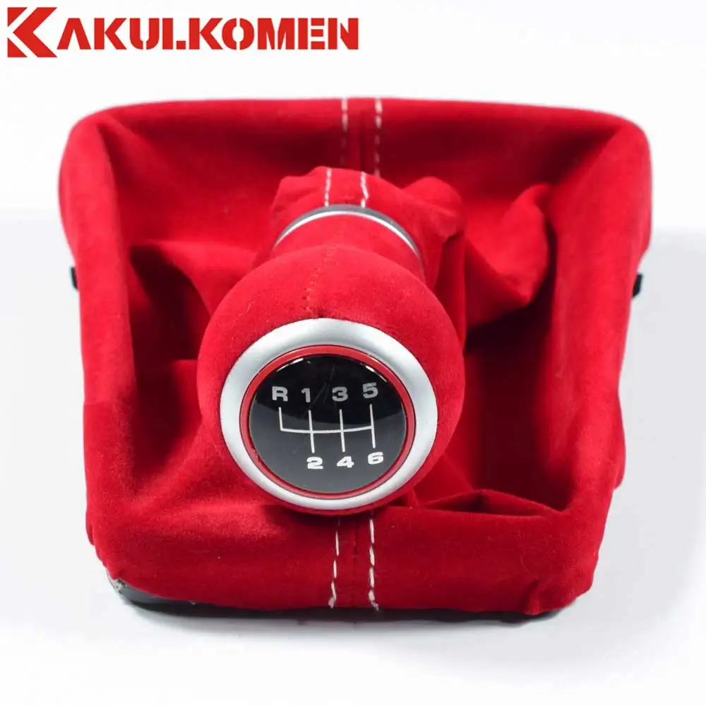 6Speed-bootRed Для Audi A3 S3 8 V-8 P S-line 2007-2013 Черный Красный 5/6 скорость замша кожа ручка переключения передач крышка загрузки гетры Замена - Название цвета: 6Speed-bootRed