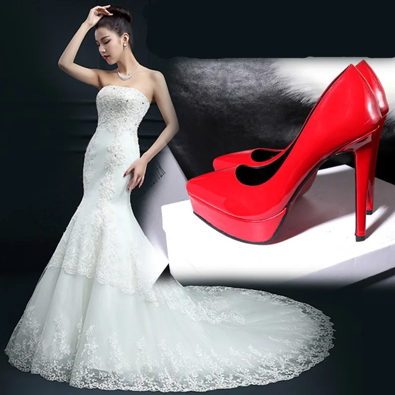 

12cm super high heel sexy women's shoes Europe and America style stiletto single shoes simple elegant high heels wedding shoes