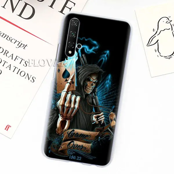 010 Чехол для телефона чехол для Honor 20 Pro 9 10 Lite 8X 8A 8C 8S 7A фотоаппаратов моментальной печати 7S Y7 Y9 V20 на голову с декоративным цветком Череп Леди защитная обложка с рисованным изображением Жесткие ПК-Чехлы - Цвет: 010