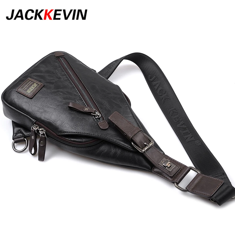Jackkevin бренд качества Грудь сумка мужчин Anti-Theft Магнитная застежка кожа моды