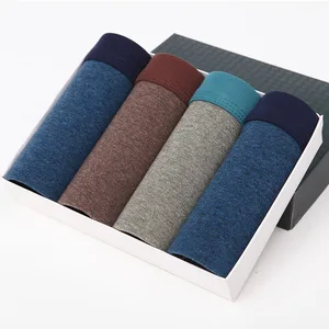 боксерские шорты мужские LANGSHA , нижнее белье Мягкие боксеры хлопковые боксеры мужские однотонные боксеры плюс размер здоровый комфорт Мужское нижнее белье 4 шт.