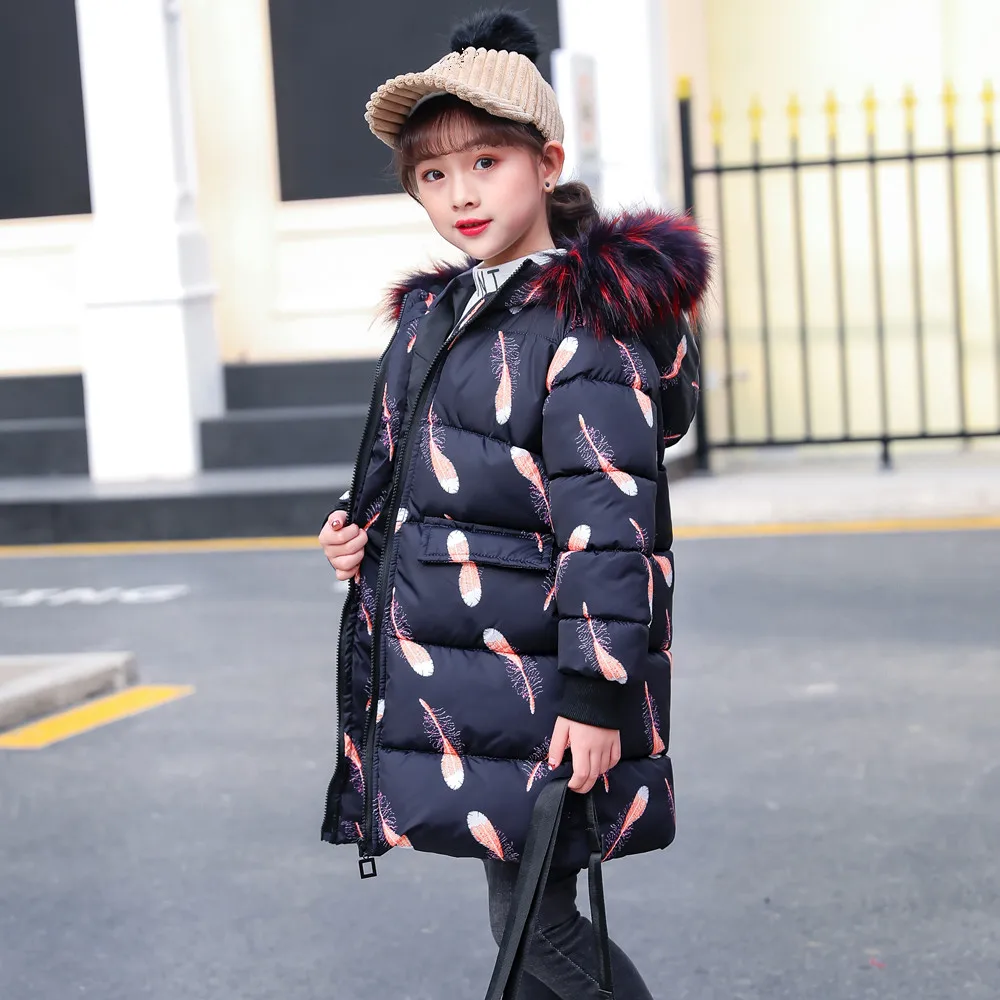 Новинка 2018 года зимнее теплое длинное пальто для девочек детская куртка с