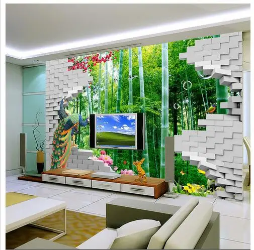 Custom 3d wallpaper 3 d creative fashion bamboo hd TV setting wall  wallpaper