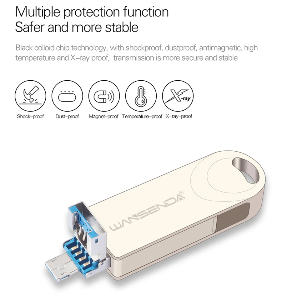 WANSENDA 3 в 1 флеш накопитель USB 0 OTG 128 Гб 64 ГБ 32 16 Pendrive для iPhone X 8 7 Plus мобильный ПК ручка