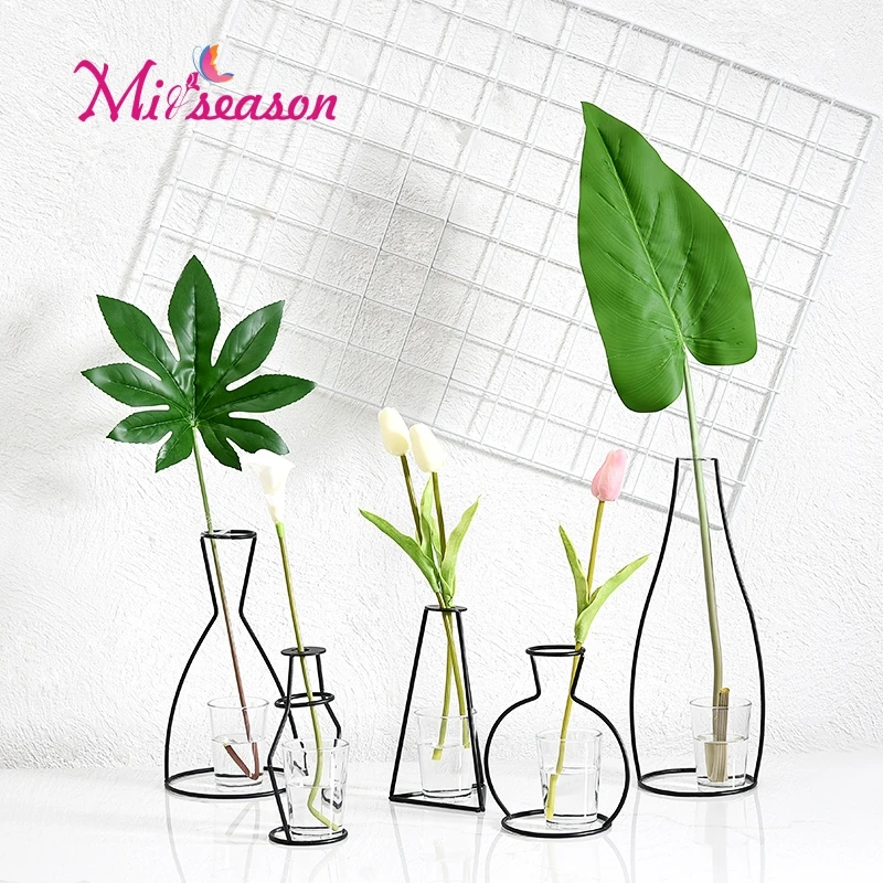 

Iron Shelving Flower Vase Garden Modern Brief Creative Decor Artificial Flowers Vase Home Wedding DIY Decorations free 1 tulip