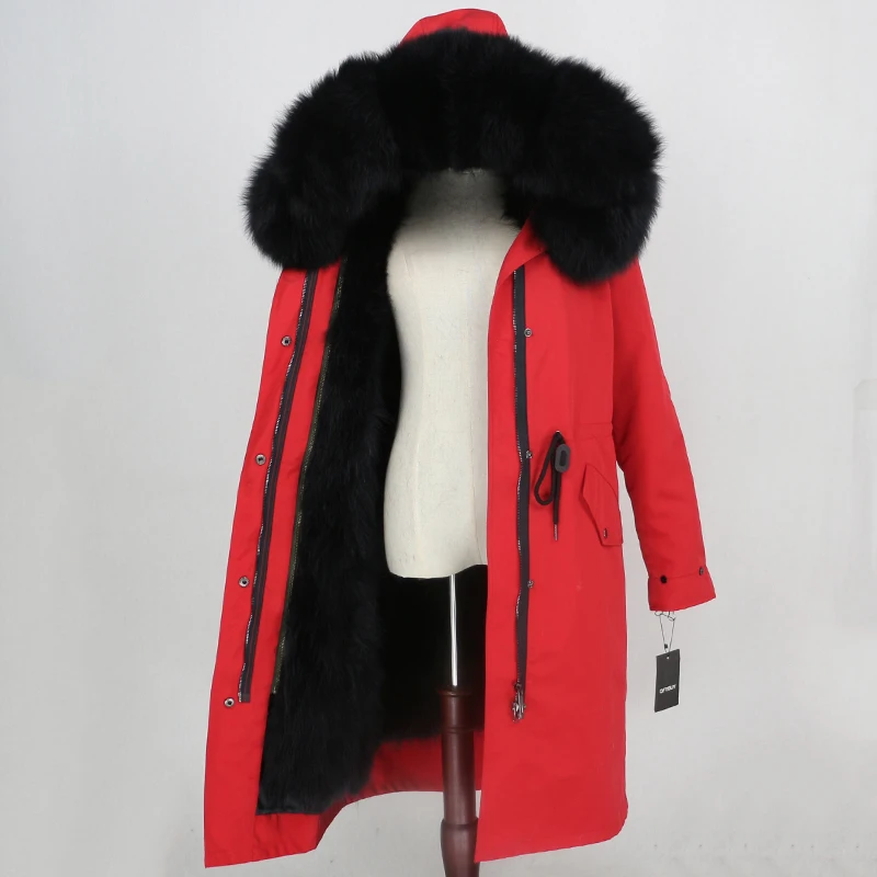 OFTBUY X-long Parka, водонепроницаемая ткань, верхняя одежда, зимняя куртка для женщин, натуральный Лисий мех, капюшон, Лисий мех, подкладка, натуральный мех, пальто, съемный