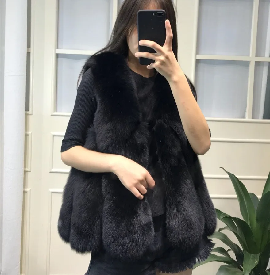 2022 New Design Nature Real Fox Fur Vest Female Full Pelt Genuine Fox Fur Gilet Short Style Women's Winter Fur Outwear enlarge