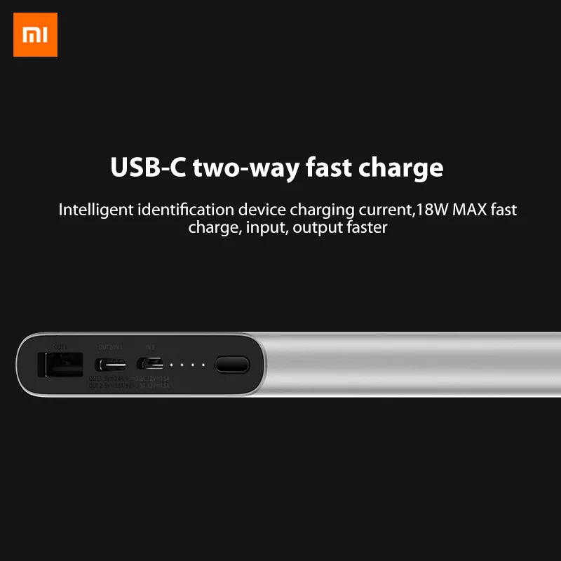 Оригинальный внешний аккумулятор Xiaomi 3 10000 мАч USB C 2 способа 18 Вт QC3.0 Быстрая