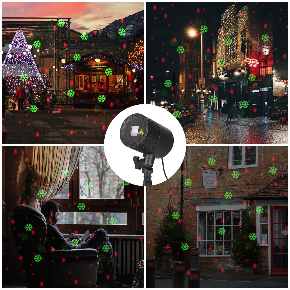 Blinblin Blizzard laser LED projection light rain Snow flake Christmas Holiday lamp garden decoration disco party atmosphere | Лампы и
