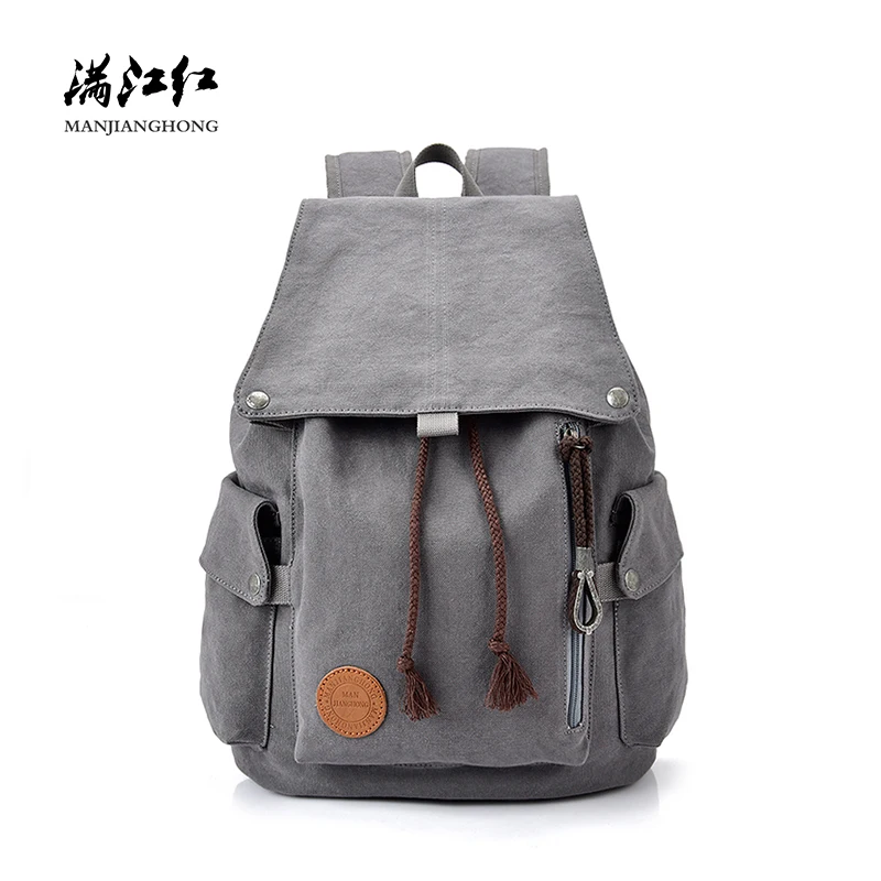 Fashion Women 15 Inch Laptop Backpack Drawstring Large Casual Canvas Travel Backpack Men Leisure School Bags For Girls Boys 1382