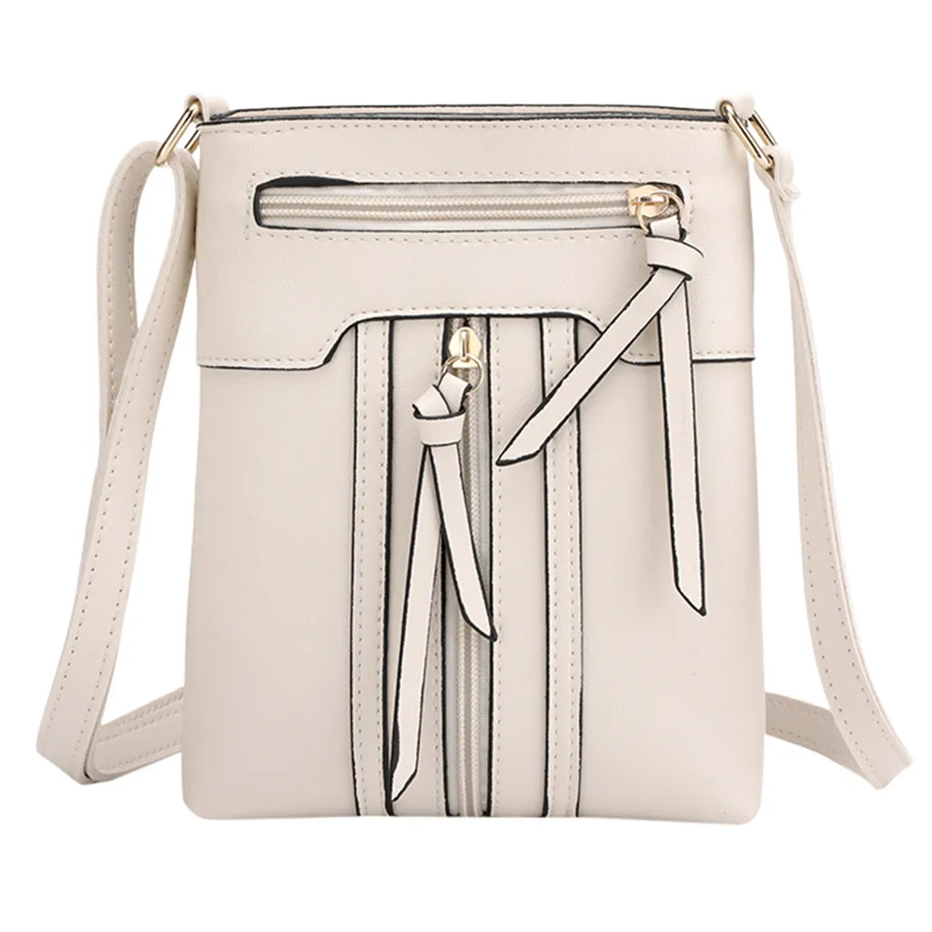 Beige OCARDIAN женские модные сумки на плечо на молнии однотонные сумки на плечо с бантом дизайн однотонные сумки на плечо 94229 - Цвет: Beige