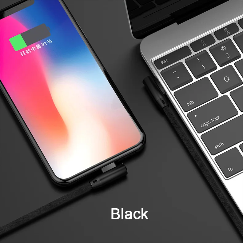 90 градусов USB быстрая зарядка кабель для iPhone 5 6 6s 7 8 для iPad type C кабель зарядного устройства микро-usb L Тип кабель для передачи данных для мобильного телефона