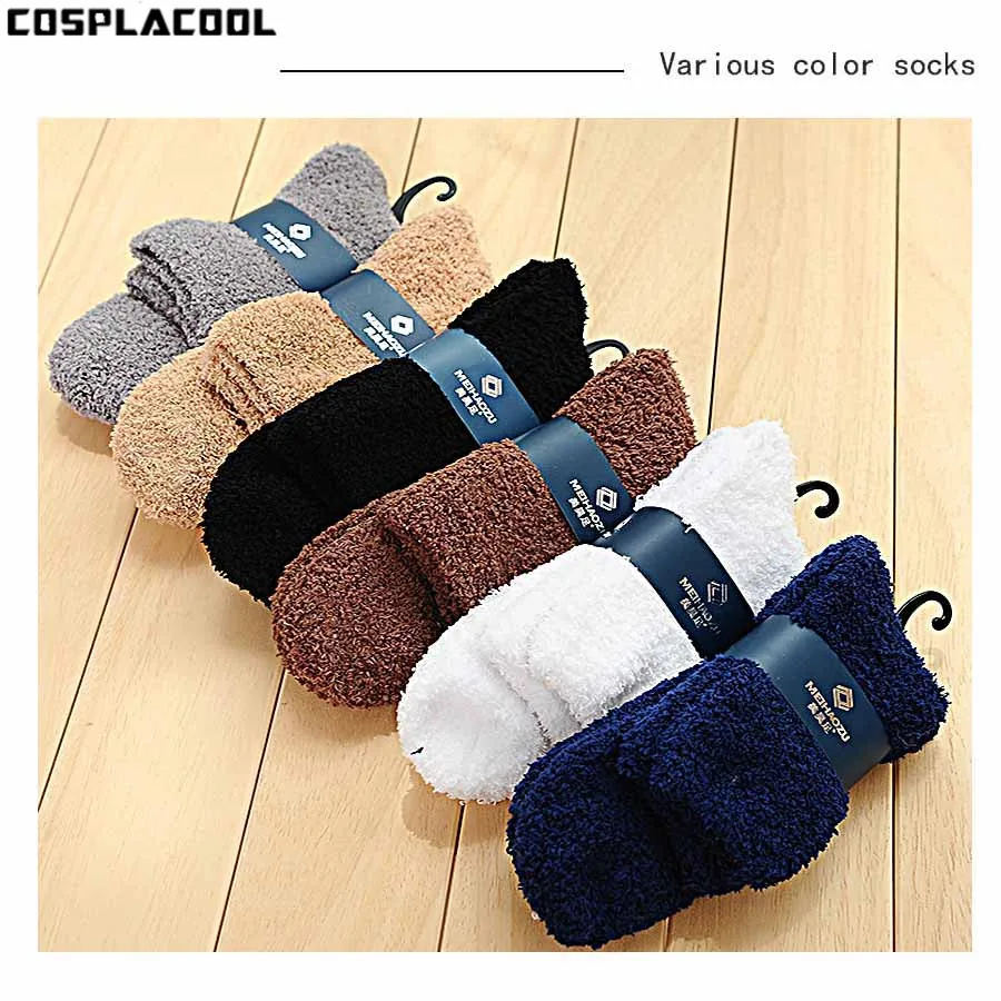[COSPLACOOL] 1 пара кораллового флиса новые зимние теплые носки мужские Модные harajuku