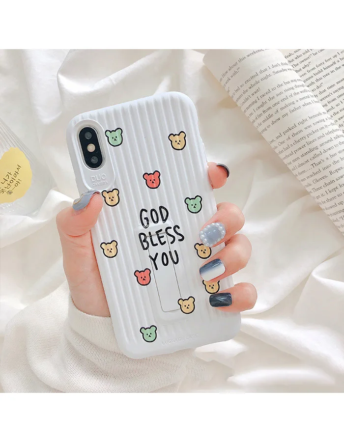 GlamPhoneCase Bear Bracket Phone Case For iPhone X XS Max XR Soft Silicone Cover 7 8 6 6s Plus |