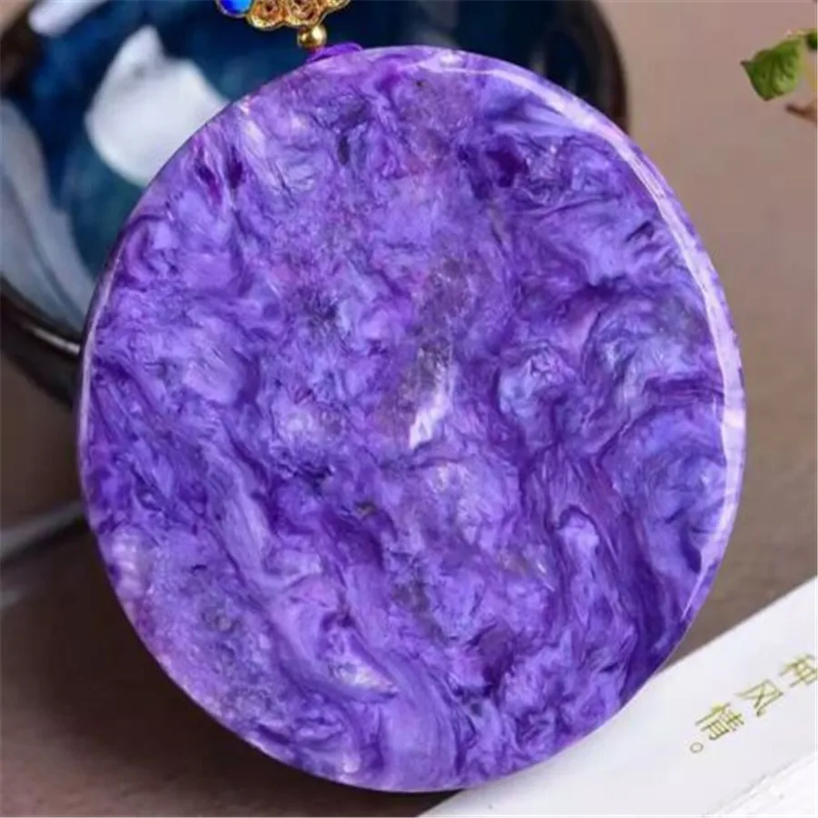 100% натуральный фиолетовый Charoite украшенный кристаллом Gragon большой женский кулон