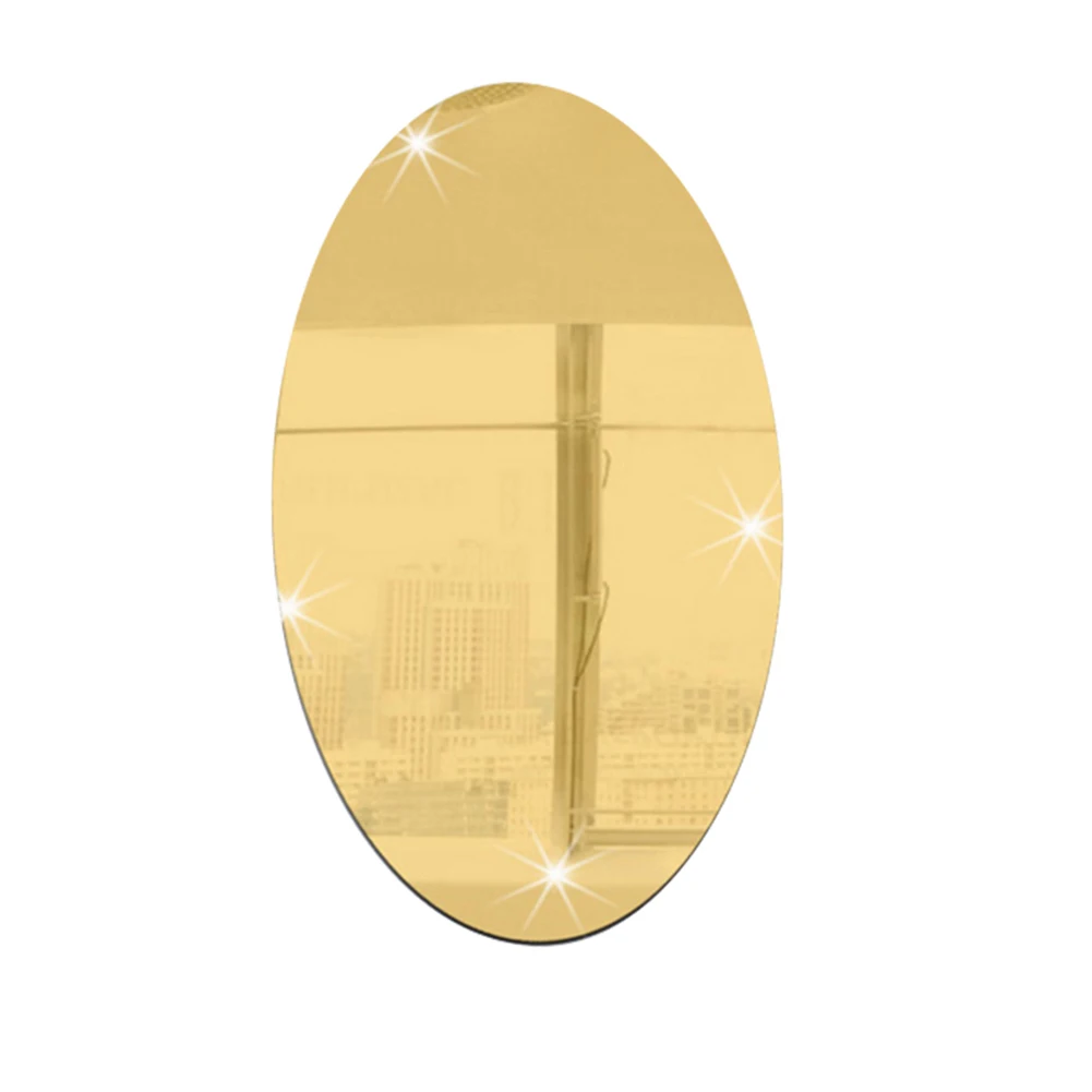 oval golden Наклейка на стену 3D зеркальный эффект съемный Прямоугольник Овальный фон украшение для дома J2Y - Цвет: oval golden