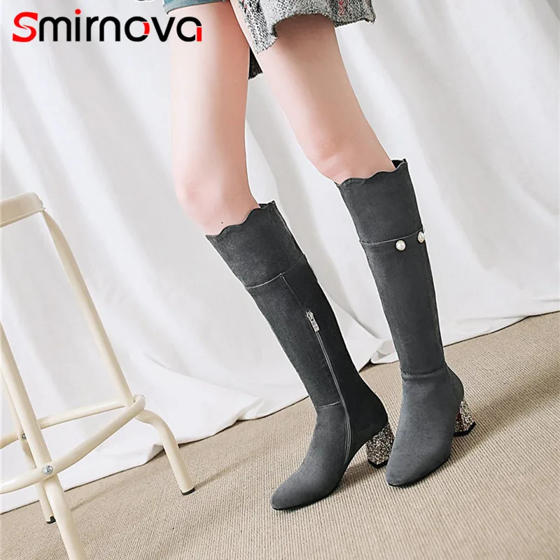Smirnova/модные зимние высокие сапоги 2020 Женские до колена Элегантные женские из