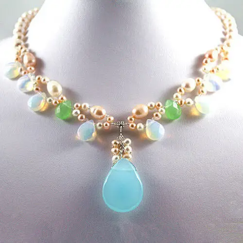 

FREE SHIPPING>>>@@ > charm white pearl & moonstone/blue stone/red zircon bead necklace pendant AAA style Fine Noble real Natural