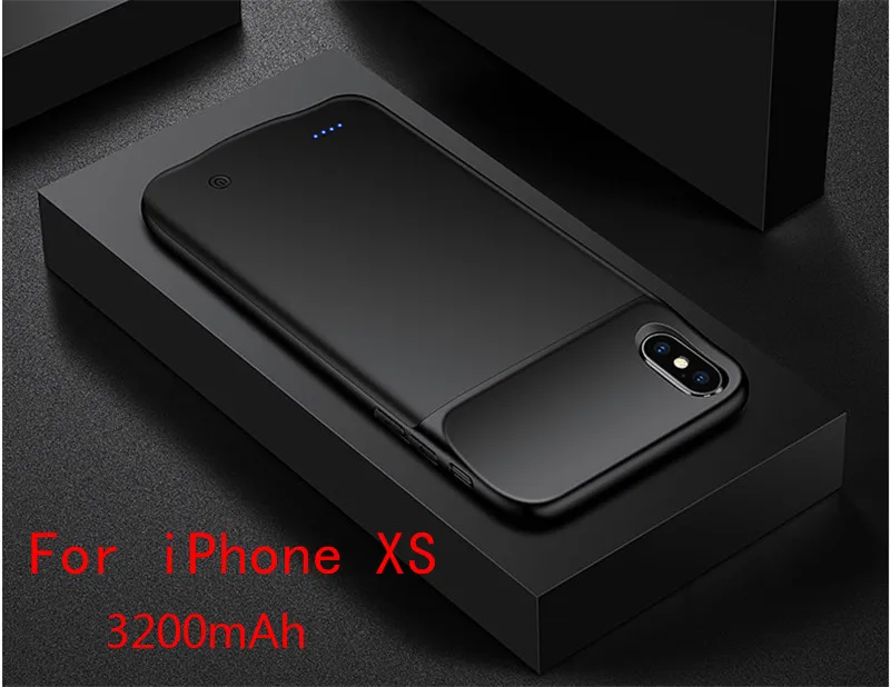 Тонкий Силиконовый противоударный чехол-батарея для iPhone XS Max power Bank, чехол-зарядное устройство для iPhone XR X Xs, задняя крышка для зарядки аккумулятора - Цвет: IXS-Black