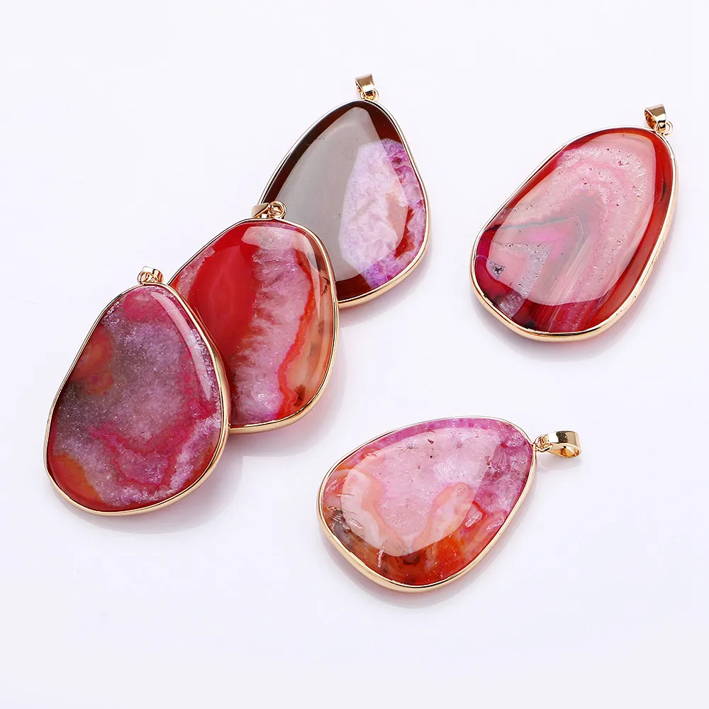 Natural Gemstone Pendant Necklace Stone Power Crystal Statement Pendentif Jewelry Band Women Long Necklace Water drop pendant