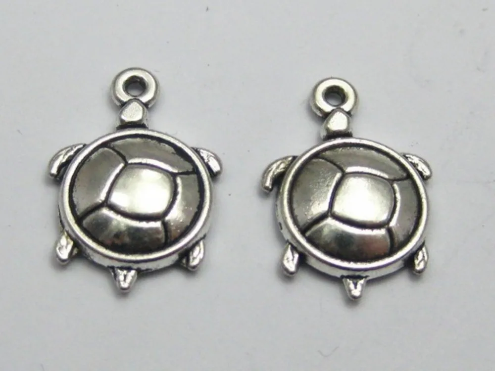

50 Tibet Silver Tone Turtle Charm Pendants 22X15mm