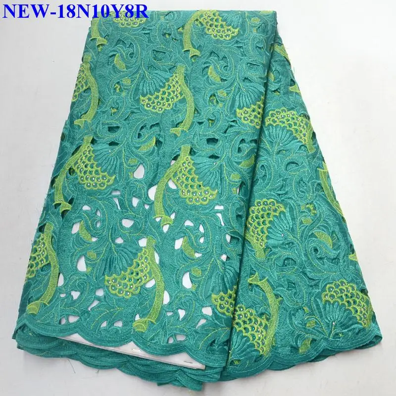 2018 New Design Embroidered African cotton Lace Fabric High Quality Nigerian French With Stones Swiss Voile GHU006 | Дом и сад