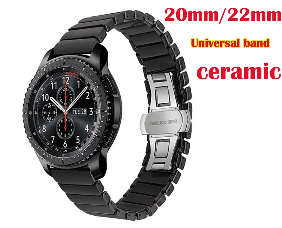 Ремешок керамический для Samsung Galaxy watch active 46 42 браслет Gear s2 s3 pebble time Ticwatch E/1/2/pro с