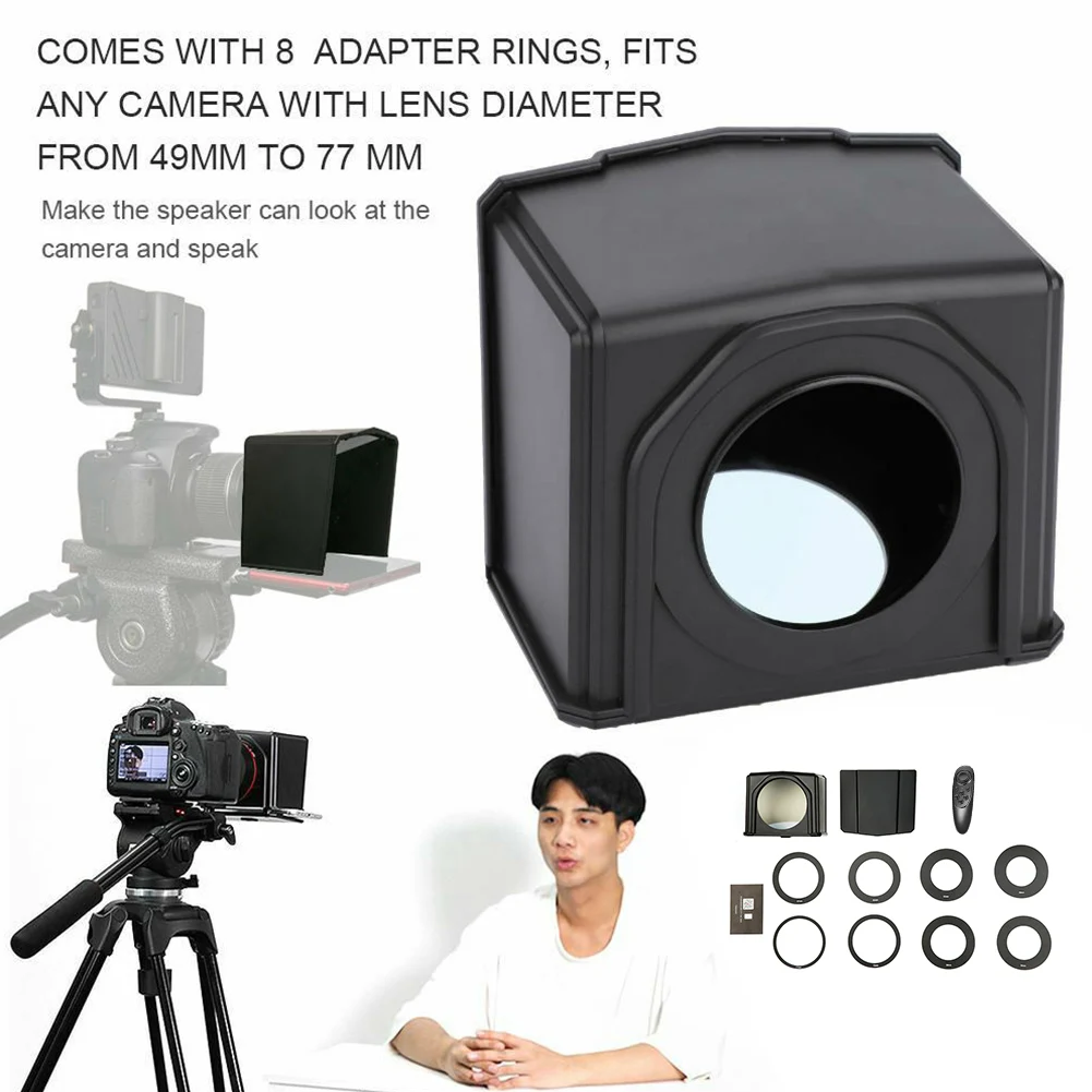 T1 Practical Phone Use Easy Operate Professional Teleprompter Set DSLR Camera Interview Forum Portable With Adapter Ring Mini |