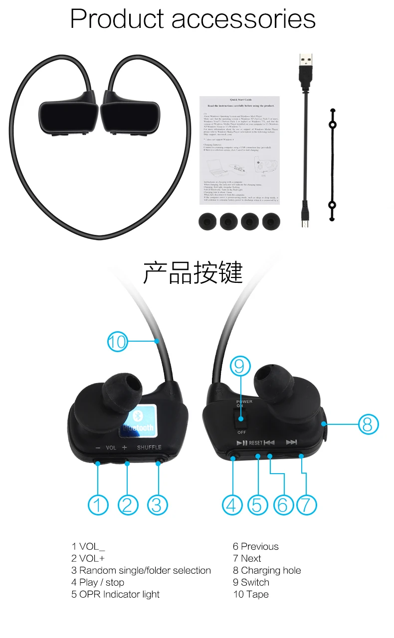 Escytegr MP3 плеер Беспроводные спортивные наушники для улицы Bluetooth 4,1 Наушники MP3 гарнитура наушники с микрофоном для мобильного телефона