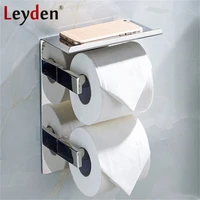 leyden double toilet paper holder with mobile phone storage shelf stainless steel polished chrome wall mount bathroom accessory
