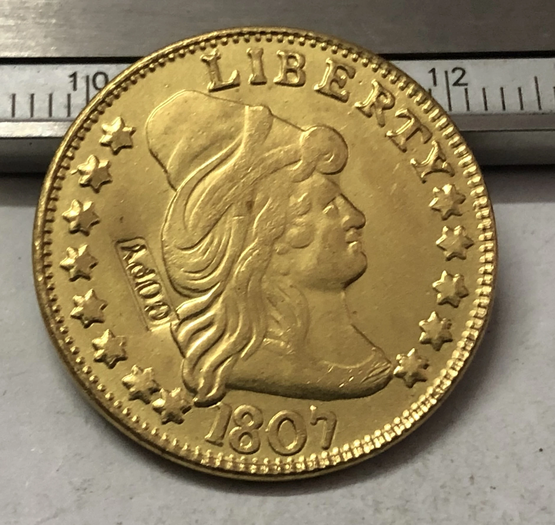 1807 США тюрбан HEAD $5 24K позолоченный доллар точная копия (Орел и щит на обратной