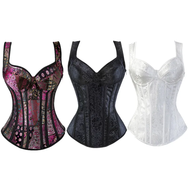 Винтаж жаккардовые плечевой ремень корсет с чашкой нижнее белье Застежка молния